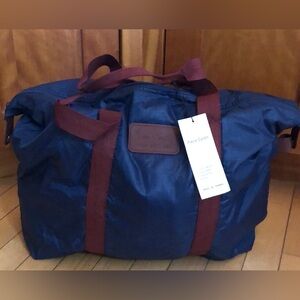 PIERRE CARDIN Navy and Red Brown Luggage/ Tote Bag- 20" x 14" x 6" -Vintage/ NWT